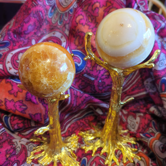 Golden Steatite Calcite Crystal Spheres