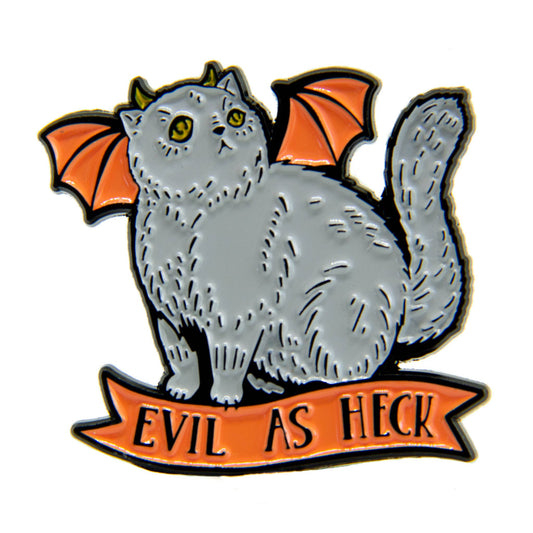 Evil As Heck Halloween Devil Cat Enamel Pin