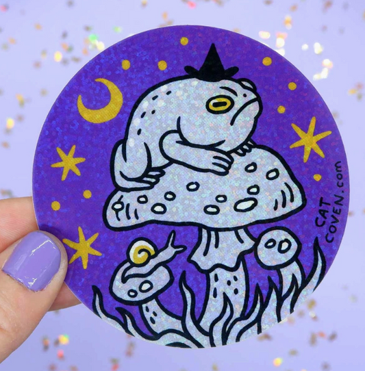 Grumpy Toad Glitter Sticker