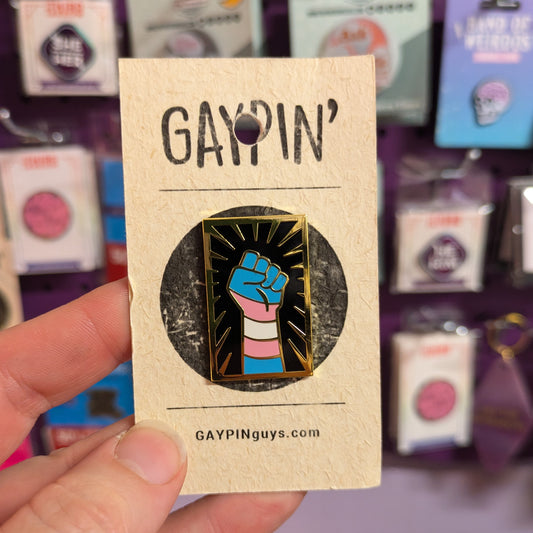 Trans Resist Fist Pin