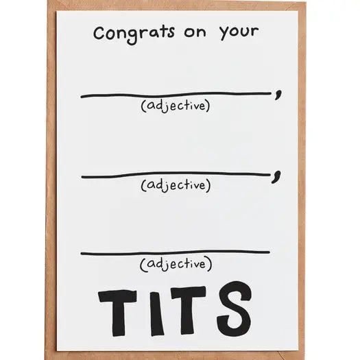 Adjective Tits Card